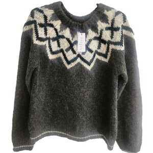 Velvet by Graham & Spencer Alpaca Wool Sweater NWT Sz S Fair Isle Alexa Grey NEW